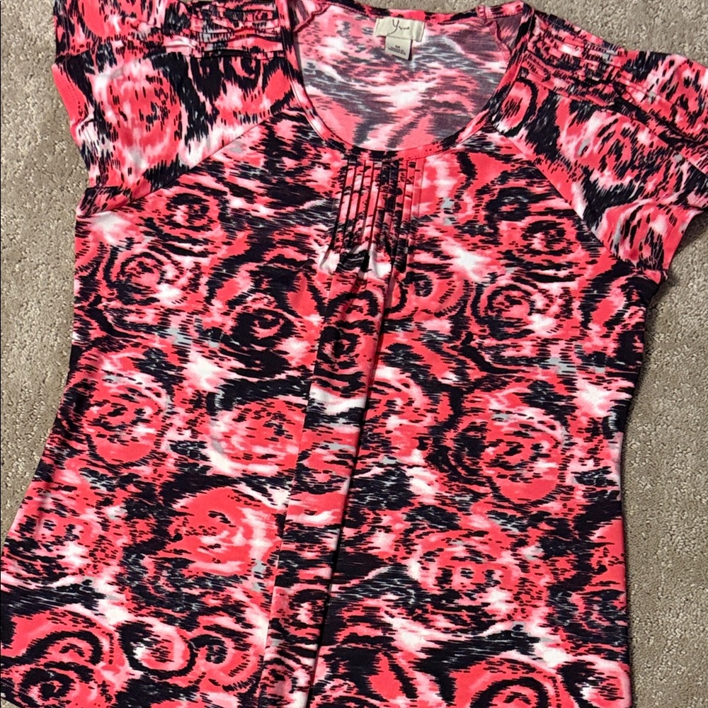 Chic Pink Patterned Women's Blouse